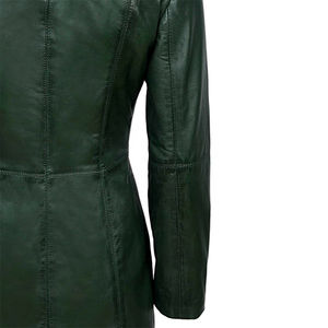 Nuevo Abrigo de Cuero Negro Atlántico para Mujer, Estilo Clásico, Corte Entallado, Abrigo Largo, Peso Personalizado, Impresión, Servicio ODM de Invierno - Product Image 5