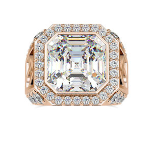 Bijoux fins 14k or Rose Solitaire CVD bague en diamant taille coussin laboratoire cultivé diamant anneaux bande Halo bague de fiançailles pour hommes - Product Image 1