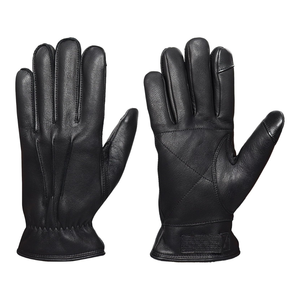 Gants d'hiver élégants en cuir imperméable noir avec doublure thermique Gants de vélo et de conduite à écran tactile pour le sport - Product Image 1