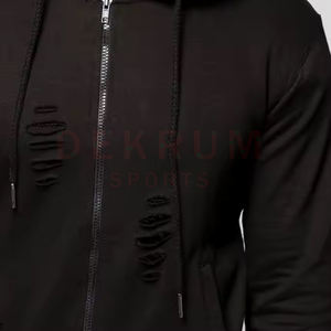 Conjunto Deportivo Casual de Invierno para Hombre, a la Moda, con Efecto Desgastado, Manga Larga, Corte Regular, Color Sólido, 100% Algodón Ecológico - Product Image 6