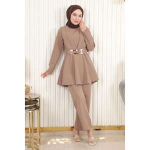 ชุดเซ็ตสองชิ้นลำลองสำหรับผู้หญิง กระโปรงระบายยาวปานกลาง คอเหลี่ยม ชุดเซ็ตขาสั้นเหนือเข่าสำหรับสุภาพสตรี - Product Image 6