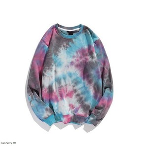 Venta al por mayor de moda de cuello redondo pulóver sudaderas personalizadas Tie Dye French Terry sudadera de gran tamaño para hombres - Product Image 3