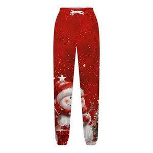 High Quality <b>Glitter</b> Snow Women Red Christmas Sweatpants Warm Cozy Drawstring 100% Polyester Winter Fit - Product Image 5