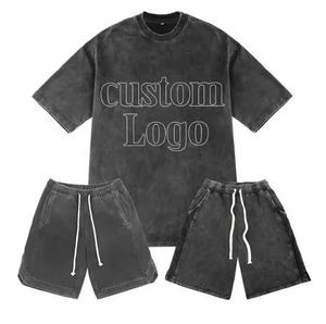 OEM Vintage Acid Wash 2 Piece Streetwear <b>Summer</b> <b>Shirts</b> Short Print Sleeve Set Cotton Custom <b>Men</b> t <b>Shirt</b> logo Design Graphics - Product Image 1