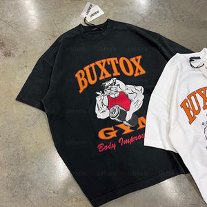 T-shirt vintage pour hommes avec logo bouffant personnalisé DTG WashMicrofiber Streetwear Graphic Tees Plus Size Clothing Solid Pattern - Product Image 4