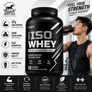 EVERFIT Isolat de protéines de lactosérum WPI en poudre 2KG 25g de protéines Sans sucre ajouté Halal OEM Marque privée Croissance musculaire Nutrition sportive - Product Image 1