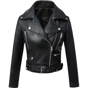 Vestes en cuir pour femmes, coupe régulière, manches longues, respirantes, mode hiver, en cuir de vache, tricotées sur mesure, imperméables, écologiques - Product Image 1