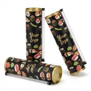 Caja cilíndrica de papel kraft personalizada de grado alimenticio para <span class=keywords><strong>sushi</strong></span> con tubo push-pop, contenedor de salsa y palillos - Product Image 6