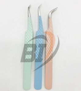 Pinzas de pestañas de etiqueta privada con recubrimiento de color personalizado Pinzas de extensión de pestañas de acero inoxidable sólido con punta puntiaguda - Product Image 2