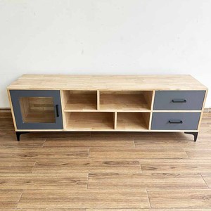 Meuble TV de Luxe Ministral KTV68098 en Bois Naturel avec Pieds en Fer, Console TV Électrique pour Salon ou Ferme - Product Image 6
