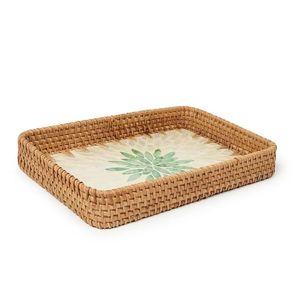 Bandeja decorativa de perlas naturales exquisitas de alta calidad, bandeja de ratán hecha a mano, Material de madera, bandeja para servir God Grace - Product Image 5