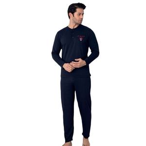 <b>Men's</b> Big Size Soft Pajama <b>Set</b> Long Sleeve Breathable Cotton Blend Comfortable Sleepwear Relax Stylish <b>Men's</b> Pajamas - Product Image 5