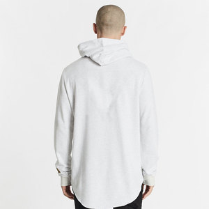Sweat à capuche long en coton 100% pour hommes, style coréen, avec cordon de serrage et ourlet incurvé, idéal pour la gym et le fitness, personnalisable avec logo OEM, vente en gros - Product Image 4