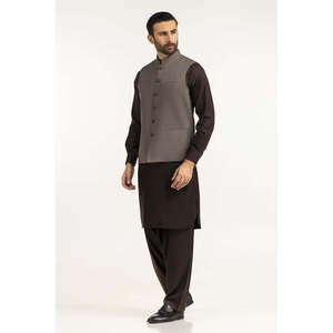 Basic Grey Men's <b>Summer</b> Eastern Wear Waistcoat with Button <b>Decoration</b> Regular Fit Outerwear Model WC-STY25-008 - Product Image 1