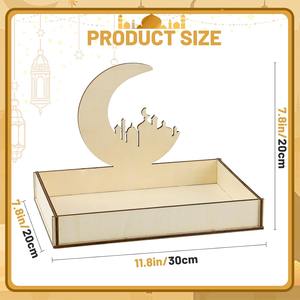 Plateau en bois avec design de style mosquée parfait pour le ramadan iftar servant des dattes et un décor de table islamique festif - Product Image 6