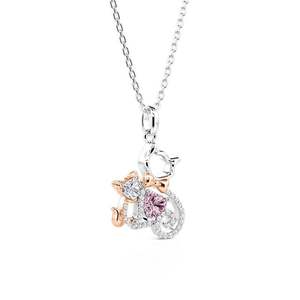 Jeulia Hug Me Gold Plated Stainless Steel <b>Cat</b> <b>Necklace</b> with 2 Custom Birthstones - Product Image 2