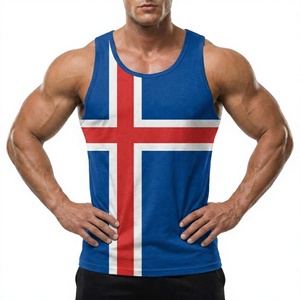 Débardeur pour homme avec imprimé drapeau d'Islande, respirant, col rond, décontracté, sans manches, en polyester tricoté, vêtements de sport - Product Image 1