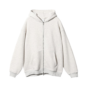 Venta al por mayor 360g algodón en blanco sin cuerda Sudadera con capucha de gran tamaño suéter grueso polar cremallera Sudadera con capucha para los hombres - Product Image 2