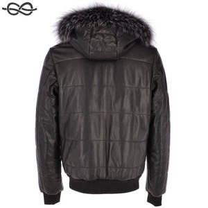 Blouson aviateur à capuche en cuir noir pour hommes de qualité supérieure Design Davos tendance Vêtements décontractés Meilleure vente - Product Image 3