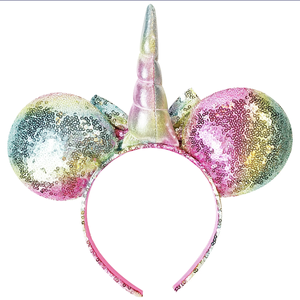 Serre-têtes personnalisables OEM/ODM avec sequins Mickey, Minnie Mouse et licorne, prix direct usine - Product Image 1