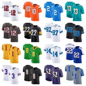 Maillot d'entraînement de football américain personnalisé, rouge, en maille, col en V, manches courtes, respirant, antibactérien, léger - Product Image 4