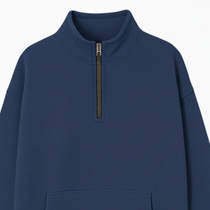 Sweat-shirt à capuche unisexe à col montant Vente en gros Sweat-shirt à fermeture éclair quart logo personnalisé Couleur Taille Options pour l'automne - Product Image 3