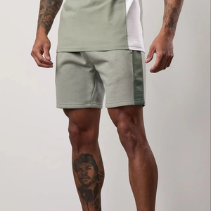 Pantalones Cortos de Gimnasio para Hombre, Pantalones Cortos Transpirables con Panel de Contraste, Cintura Elástica, Entrenamiento Informal, 2 Bolsillos - Product Image 1