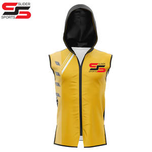 Digital printed sleeveless hooded jacket for men and women - Product Image 3