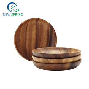 Assiettes à dîner rondes légères en bois faciles à nettoyer plateaux de service classiques incassables pour collation dessert dîner - Product Image 1
