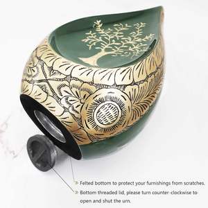 Urnas de cremación Urnas funerarias para cenizas humanas-Exhibición en casa o en nicho en el columbario Urnas de aluminio grabadas en oro para cenizas - Product Image 4