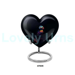 Urna para adultos de cremación de corazón de pájaro frailecillo hermoso más vendido para cenizas humanas, urna decorativa de corazón de recuerdo con bolsa de terciopelo gratis - Product Image 6