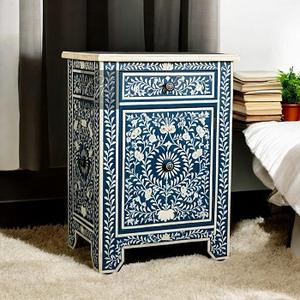 Armoire à tiroirs exclusive en incrustation d'os rehaussée d'agate de l'Inde f s international - Product Image 2