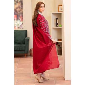 MIRAKHI Ensemble 3 pièces brodé ChickenKari en tissu Lawn avec dupatta en tissu slub tubulaire pour Printemps/Été-BIC-2835 - Product Image 3