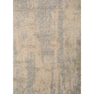 Alfombra de Lana y Seda Entropy Ivory Anudada a Mano Esh-1521, Rectangular, Abstracta, para Sala de Estar, Pasillo, para Adolescentes, para el Hogar - Product Image 3