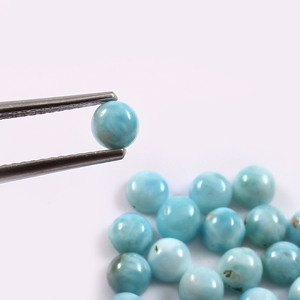 Lot en gros de pierres semi-précieuses naturelles AAA Larimar de 9 mm, cabochon rond à fond plat, calibré, pour la fabrication de bijoux - Product Image 2