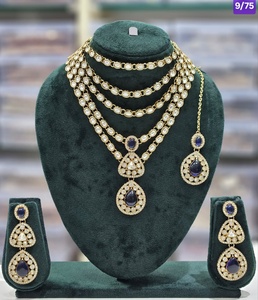 Most Trendy <b>Women</b> Jewellery Wedding Function Kundan Stone Studded With Antique Gold Plated <b>Long</b> Jewellery Set <b>Earring</b> & Mangtika - Product Image 5