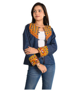 Abrigo de algodón para mujer, parches bordados de algodón Vintage, Chaqueta corta, diseño hecho a mano, chaqueta de estilo bohemio para mujer, regalo para ella - Product Image 2