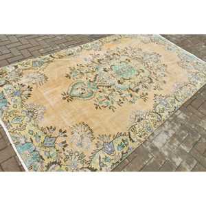 พรมวินเทจขนาด 5.3x9.7 ฟุต, พรมตุรกีขนาดใหญ่, พรมขนสัตว์สีน้ำเงินสไตล์โมร็อกโก - Product Image 2