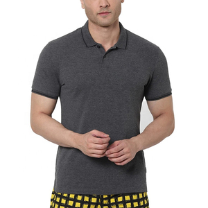 Camiseta de polo ajustada de color sólido a la moda para hombre, Camiseta básica de algodón y poliéster personalizada con cuello de 2 botones, kit de ejercicio informal - Product Image 2