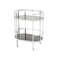 Plateau de luxe à 2 niveaux ovale en métal et marbre, chariot de service roulant, chariot de Bar doré avec 4 roues pour décoration de meubles de cuisine d'hôtel