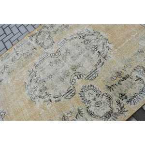 Turkish Area Rug, 5.4x6.1 ft Vintage Rug, <b>Brown</b> Camouflage <b>Wool</b> Rug - Product Image 5