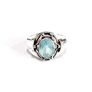 Blue <b>Quartz</b> Statement <b>Ring</b> (5.1 Gram) 10k Gold & 24k Gold Vermil Plated Cut Gemstone Pear Shape for Everyday Wear - Product Image 1