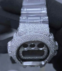 Reloj de Cuarzo para Hombre, Estilo Hip Hop, Completamente Adornado con Diamantes Moissanite, Personalizado, con Esfera de Cristal, Correa de Aleación y Manecillas - Product Image 3