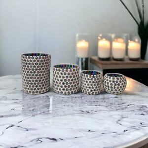 ภาชนะแก้วใส่เทียนสีขาวแบบสั่งทำของตกแต่งบ้านโคมไฟทำด้วยมือโมเสคสีสันสดใส - Product Image 4