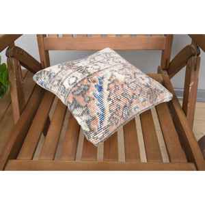 Beige Wool Kantha Patchwork <b>Pillow</b> 12x12 Inches Rustic Floral Embroidered Vintage Print Pattern for Floor Use for <b>Christmas</b> - Product Image 4