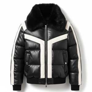 Veste matelassée d'hiver pour homme, style streetwear, doudoune en duvet de canard avec capuche brillante, deux tons, vêtement d'extérieur décontracté, vente chaude - Product Image 1