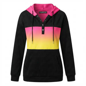 Sudaderas Casuales al por Mayor para Mujer, Cuello Henley con Botones, Bolsillo Tipo Canguro, Manga Larga, Corte Holgado, Sudadera Personalizada para Invierno - Product Image 3