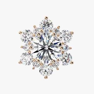 Boucles d'oreilles clous de tournesol CVD en or jaune massif blanc or rose 10K/14K/18K - Product Image 2