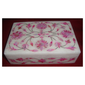 Serpillière de luxe de couleur rose en marbre, boîtes de rangement personnalisées pour boucles d'oreilles bijoux, serpillière moderne incrustée, boîtes de forme rectangulaire pour travaux d'art - Product Image 1