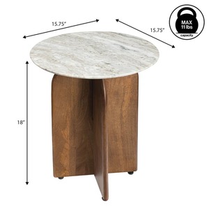 Mesa de Centro de Madera Rústica Minimalista Redonda con Detalles de Mármol - Product Image 1